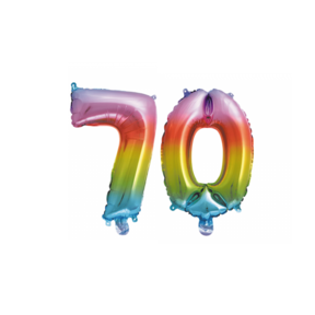 Folieballon 70 jaar Regenboog 86cm