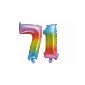 Folieballon 71 jaar Regenboog 86cm