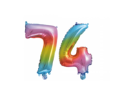 Folieballon 74 jaar Regenboog 86cm