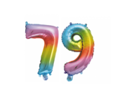 Folieballon 79 jaar Regenboog 86cm
