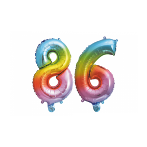 Folieballon 86 jaar Regenboog 86cm