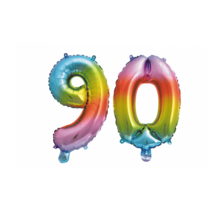 Folieballon 90 jaar Regenboog 86cm