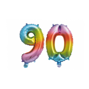 Folieballon 90 jaar Regenboog 86cm