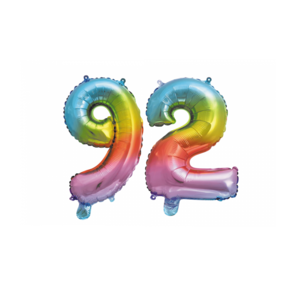 Folieballon 92 jaar Regenboog 86cm