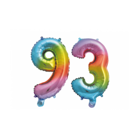 Folieballon 93 jaar Regenboog 86cm