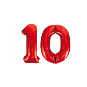 Folieballon 10 jaar rood 86cm