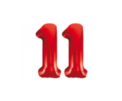 Folieballon 11 jaar rood 86cm Folieballon 11 jaar rood 86cm