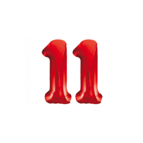 Folieballon 11 jaar rood 86cm
