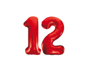 Folieballon 12 jaar rood 86cm