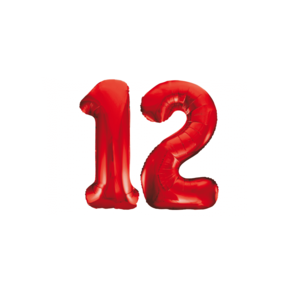 Folieballon 12 jaar rood 86cm