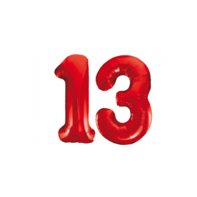 Folieballon 13 jaar rood 86cm