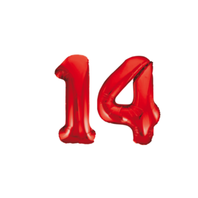 Folieballon 14 jaar rood 86cm