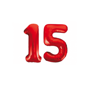 Folieballon 15 jaar rood 86cm