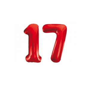 Folieballon 17 jaar rood 86cm