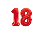 Folieballon 18 jaar rood 86cm