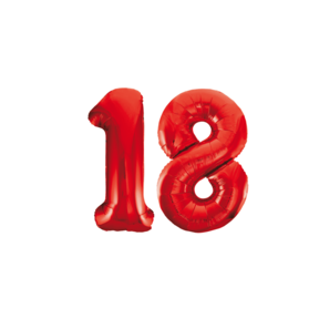 Folieballon 18 jaar rood 86cm