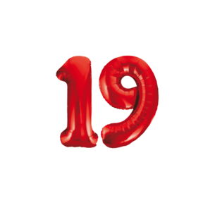 Folieballon 19 jaar rood 86cm