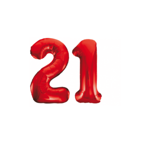 Folieballon 21 jaar rood 86cm