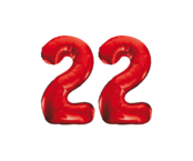 Folieballon 22 jaar rood 86cm Folieballon 22 jaar rood 86cm