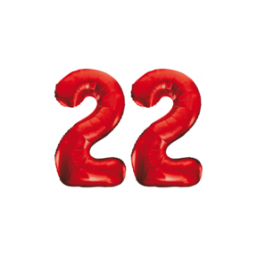 Folieballon 22 jaar rood 86cm