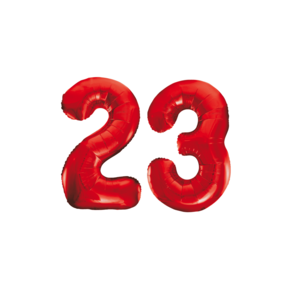 Folieballon 23 jaar rood 86cm