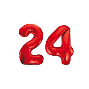 Folieballon 24 jaar rood 86cm