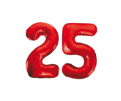 Folieballon 25 jaar rood 86cm