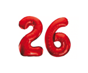 Folieballon 26 jaar rood 86cm