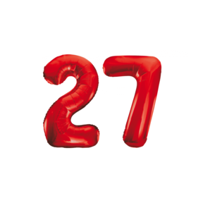 Folieballon 27 jaar rood 86cm