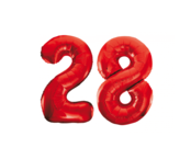 Folieballon 28 jaar rood 86cm
