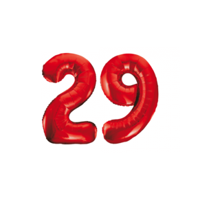 Folieballon 29 jaar rood 86cm