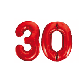 Folieballon 30 jaar rood 86cm