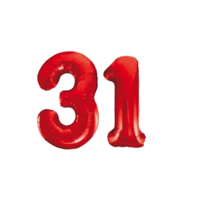 Folieballon 31 jaar rood 86cm