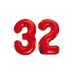 Folieballon 32 jaar rood 86cm
