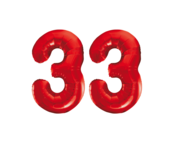 Folieballon 33 jaar rood 86cm