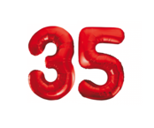 Folieballon 35 jaar rood 86cm