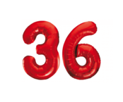 Folieballon 36 jaar rood 86cm