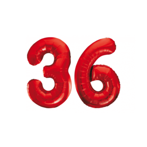 Folieballon 36 jaar rood 86cm
