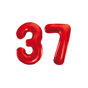 Folieballon 37 jaar rood 86cm