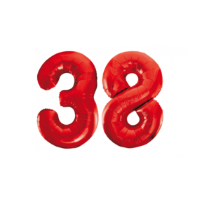 Folieballon 38 jaar rood 86cm