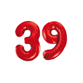 Folieballon 39 jaar rood 86cm
