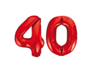 Folieballon 40 jaar rood 86cm