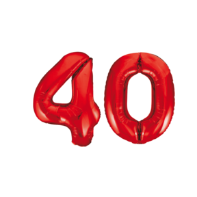Folieballon 40 jaar rood 86cm