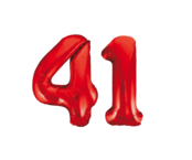 Folieballon 41 jaar rood 86cm