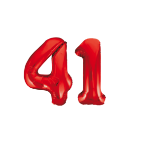 Folieballon 41 jaar rood 86cm
