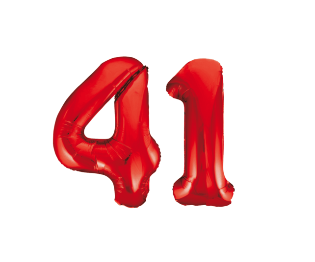 Folieballon 41 jaar rood 86cm