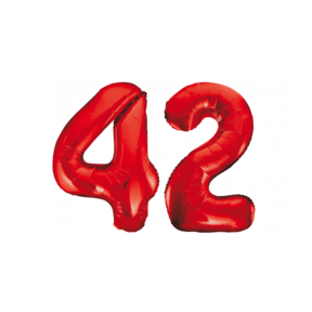 Folieballon 42 jaar rood 86cm