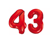 Folieballon 43 jaar rood 86cm
