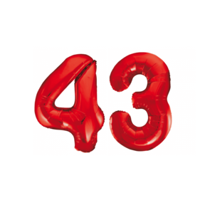 Folieballon 43 jaar rood 86cm