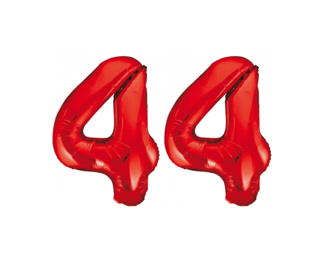 Folieballon 44 jaar rood 86cm